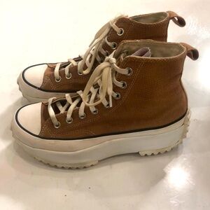 Converse CHUCK TAYLOR "RUN STAR HIKE" PLATFORM CANVAS shoes tan women's size 9